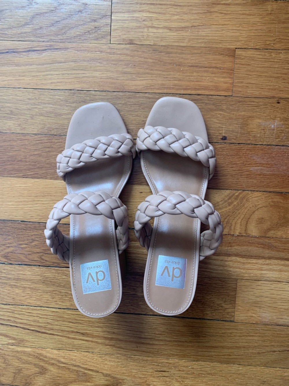 DV by Dolce Vita Beige Braided Double-Strap Slide Mules